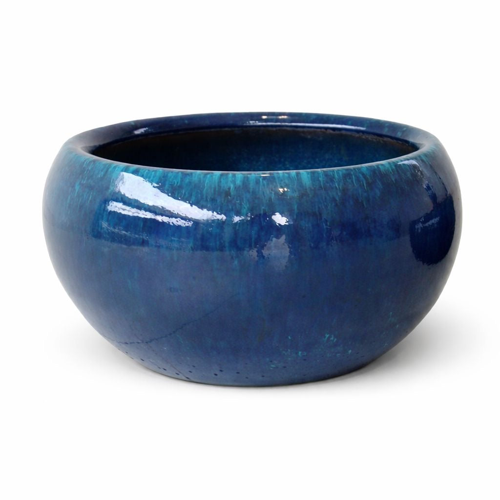 Cachepot cerâmica azul com pintura automotiva