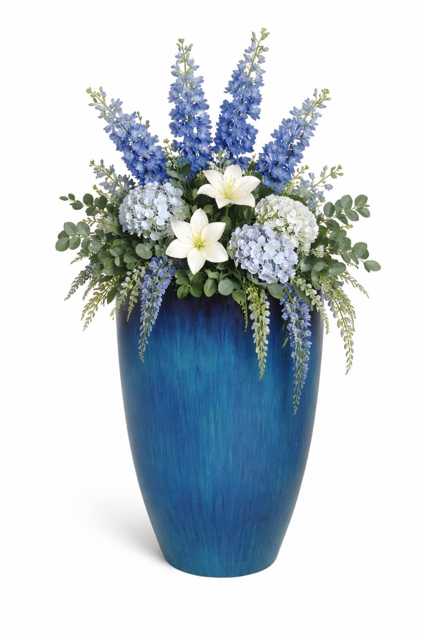 Vaso vietnã azul esmaltado com pintura automotiva