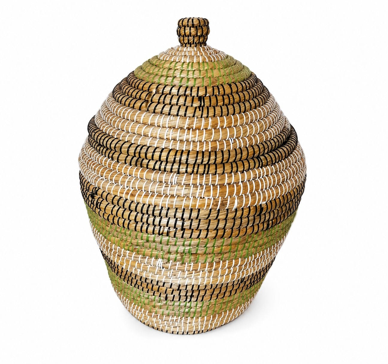 Cesto Decorativo Artesanal com Tampa - Fibra Natural Trançada