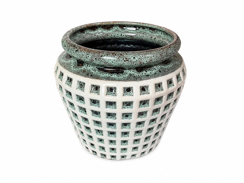 Vaso Decorativo Premium em Cerâmica - Design Texturizado Bicolor