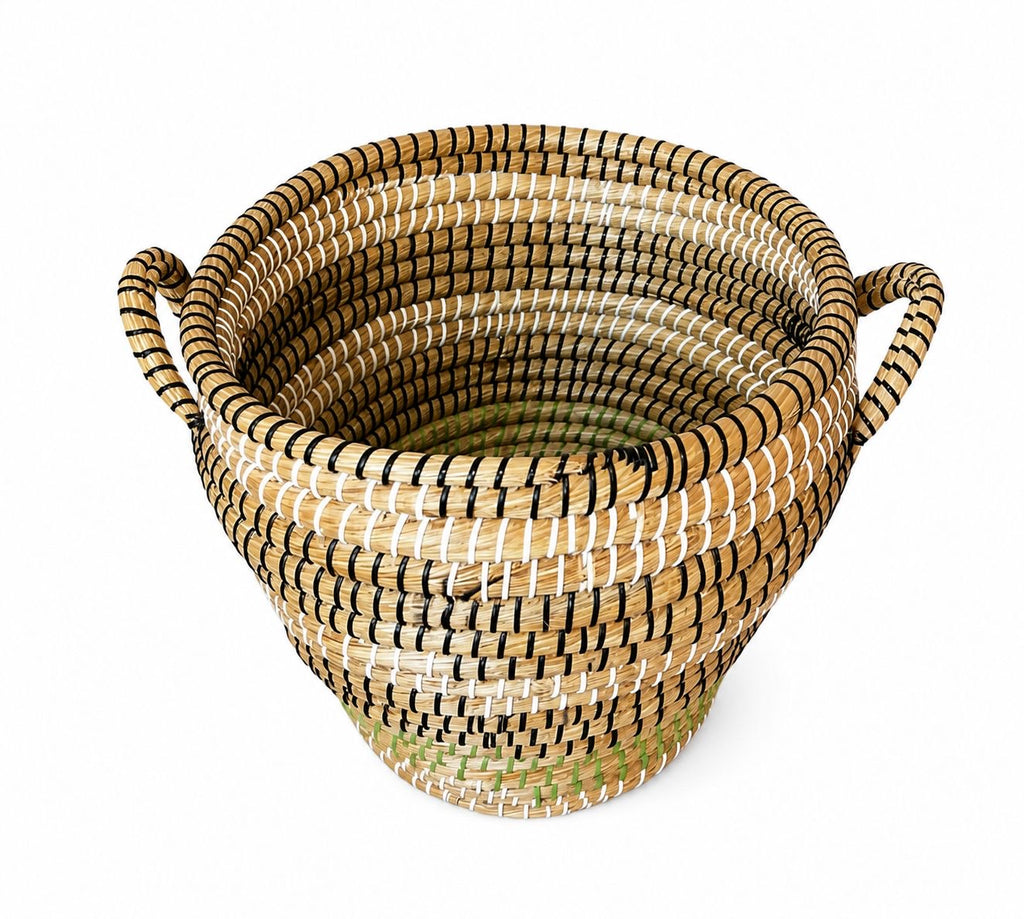 Cesto Decorativo Artesanal com Tampa - Fibra Natural Trançada