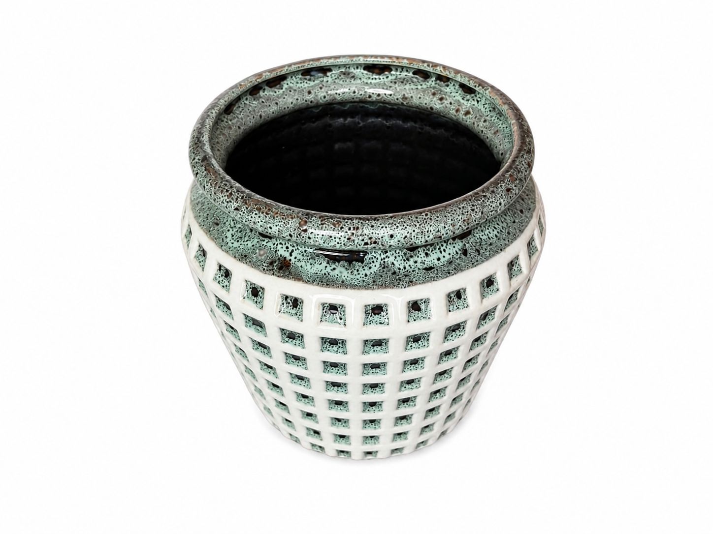 Vaso Decorativo Premium em Cerâmica - Design Texturizado Bicolor