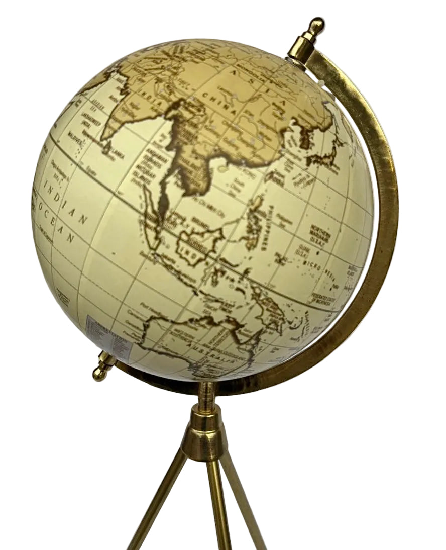 Globo Terrestre Dourado com Tripé