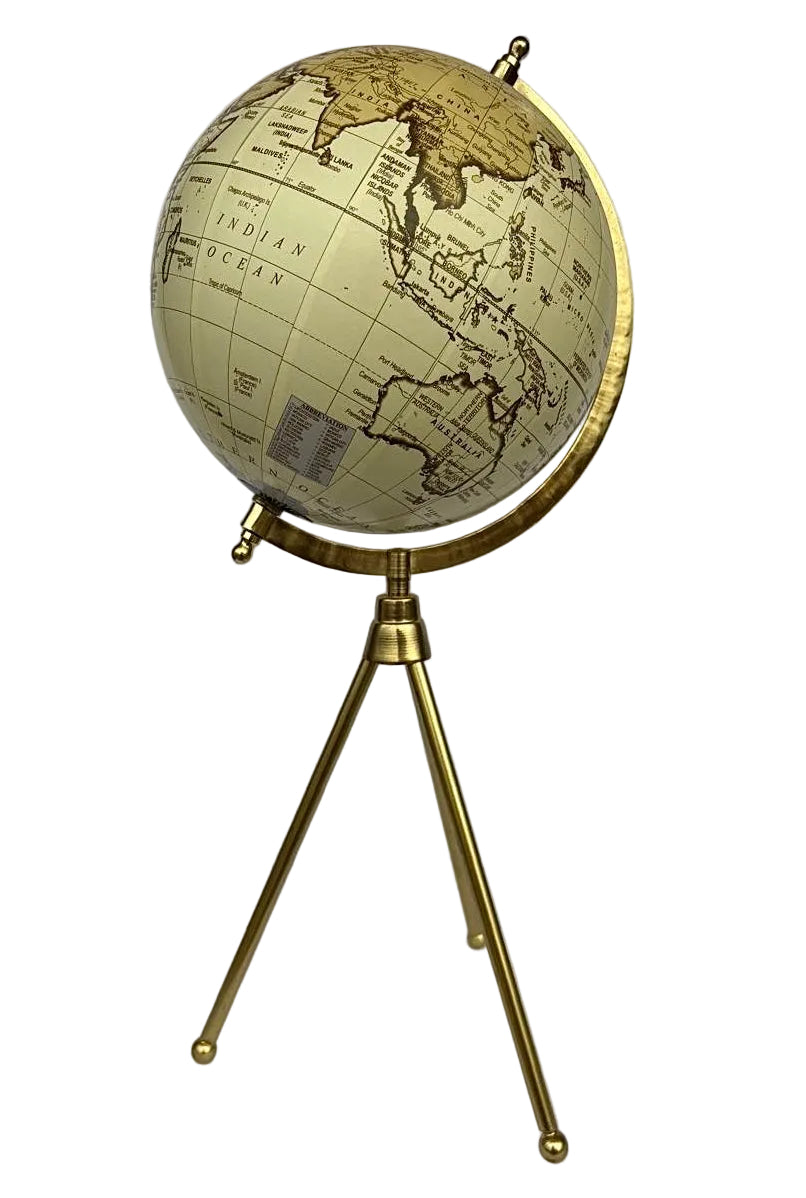 Globo Terrestre Dourado com Tripé