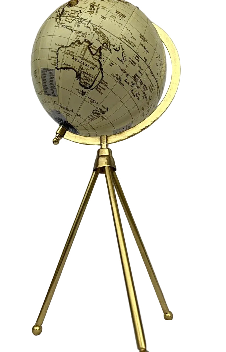 Globo Terrestre Dourado com Tripé