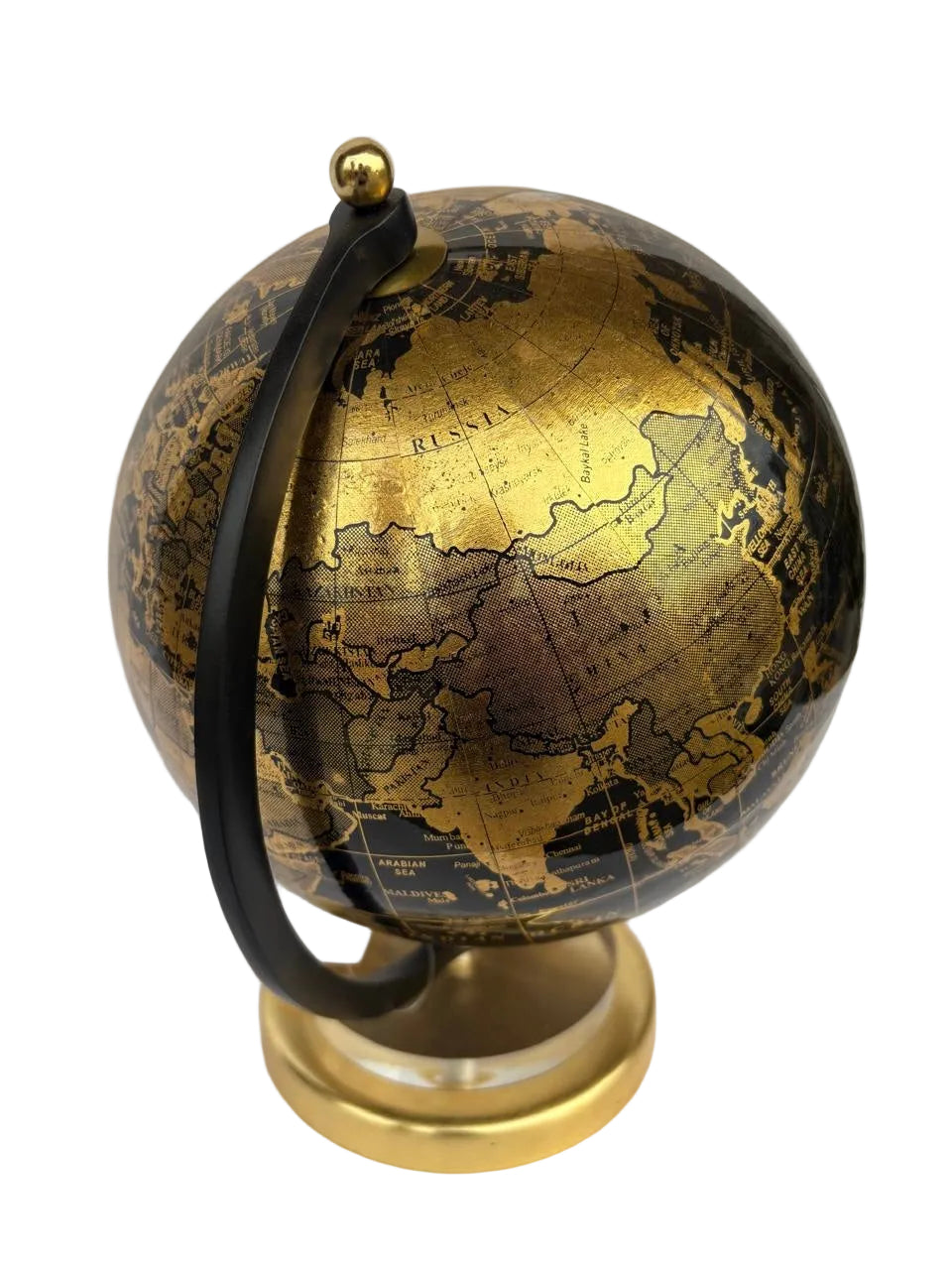 Globo Terrestre Decorativo Acrílico e Alumínio Dourado