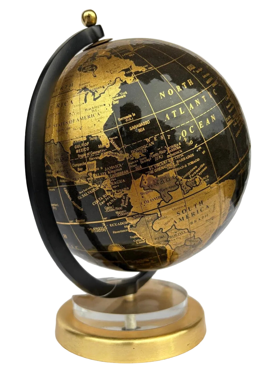 Globo Terrestre Decorativo Acrílico e Alumínio Dourado