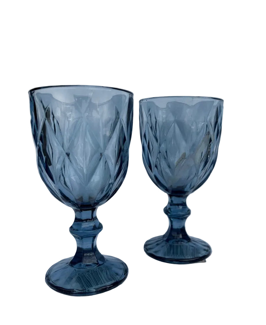 Conjunto de 6 Taças de Vidro para Água Diamond Azul