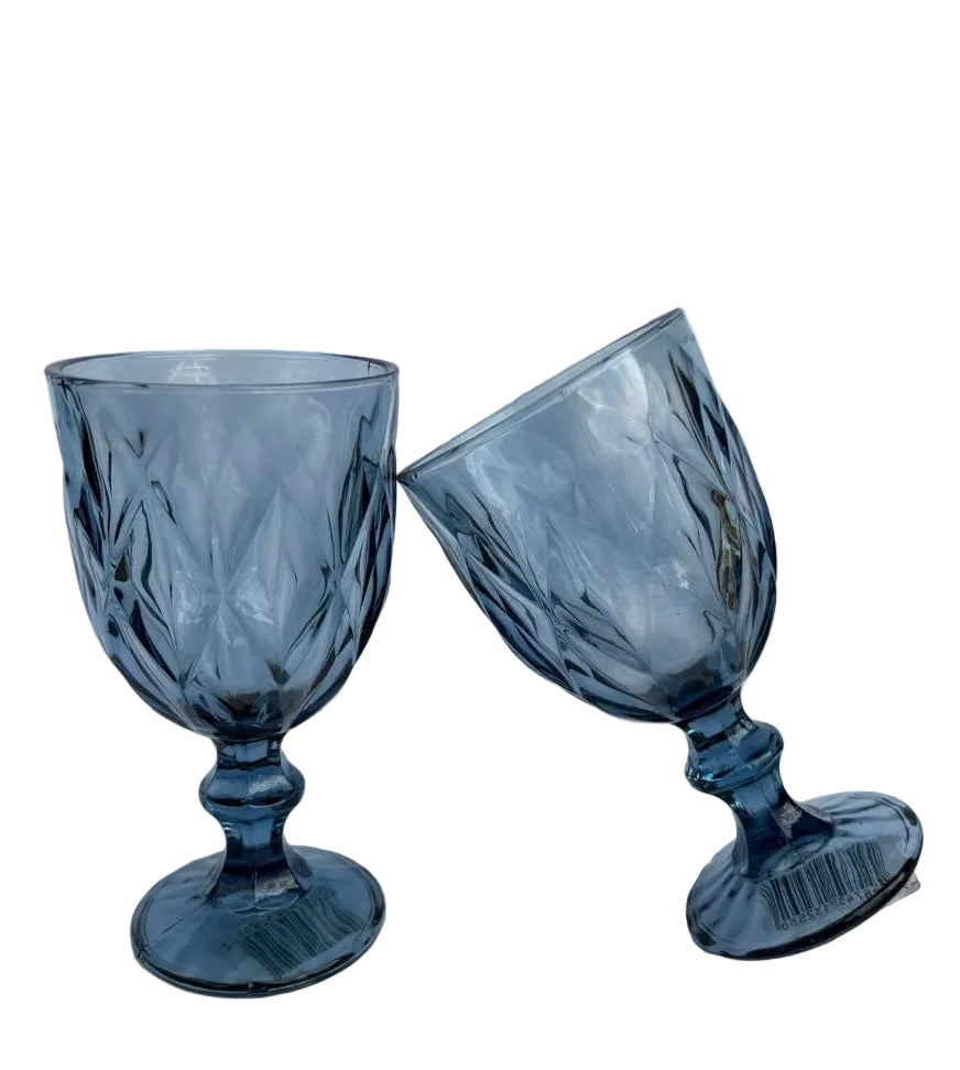 Conjunto de 6 Taças de Vidro para Água Diamond Azul