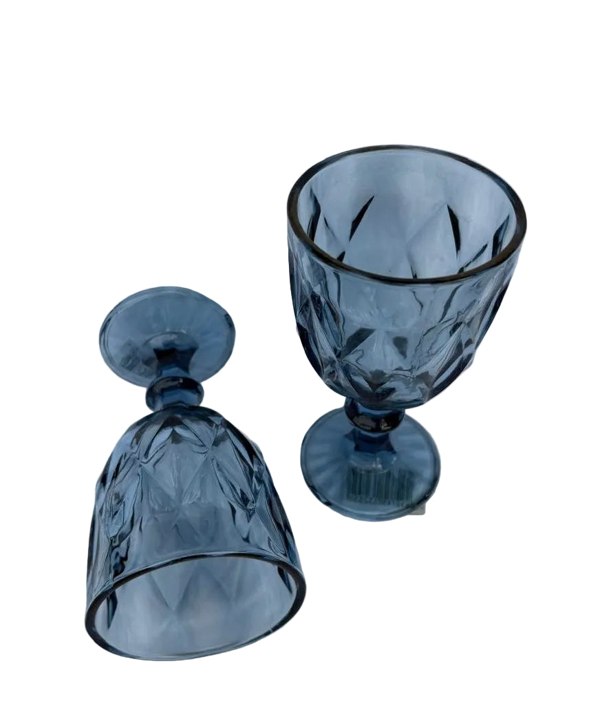 Conjunto de 6 Taças de Vidro para Água Diamond Azul