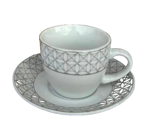 Jogo 6 Xícaras Café com Pires Cerâmica Agra