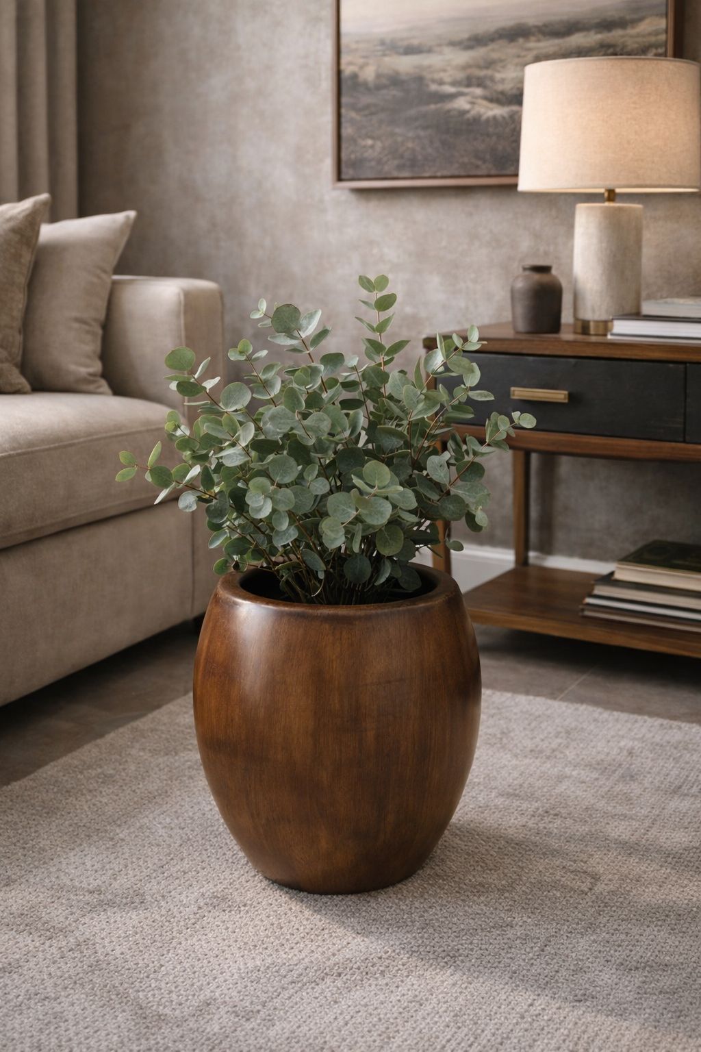 Vaso oval amadeirado com pintura automotiva