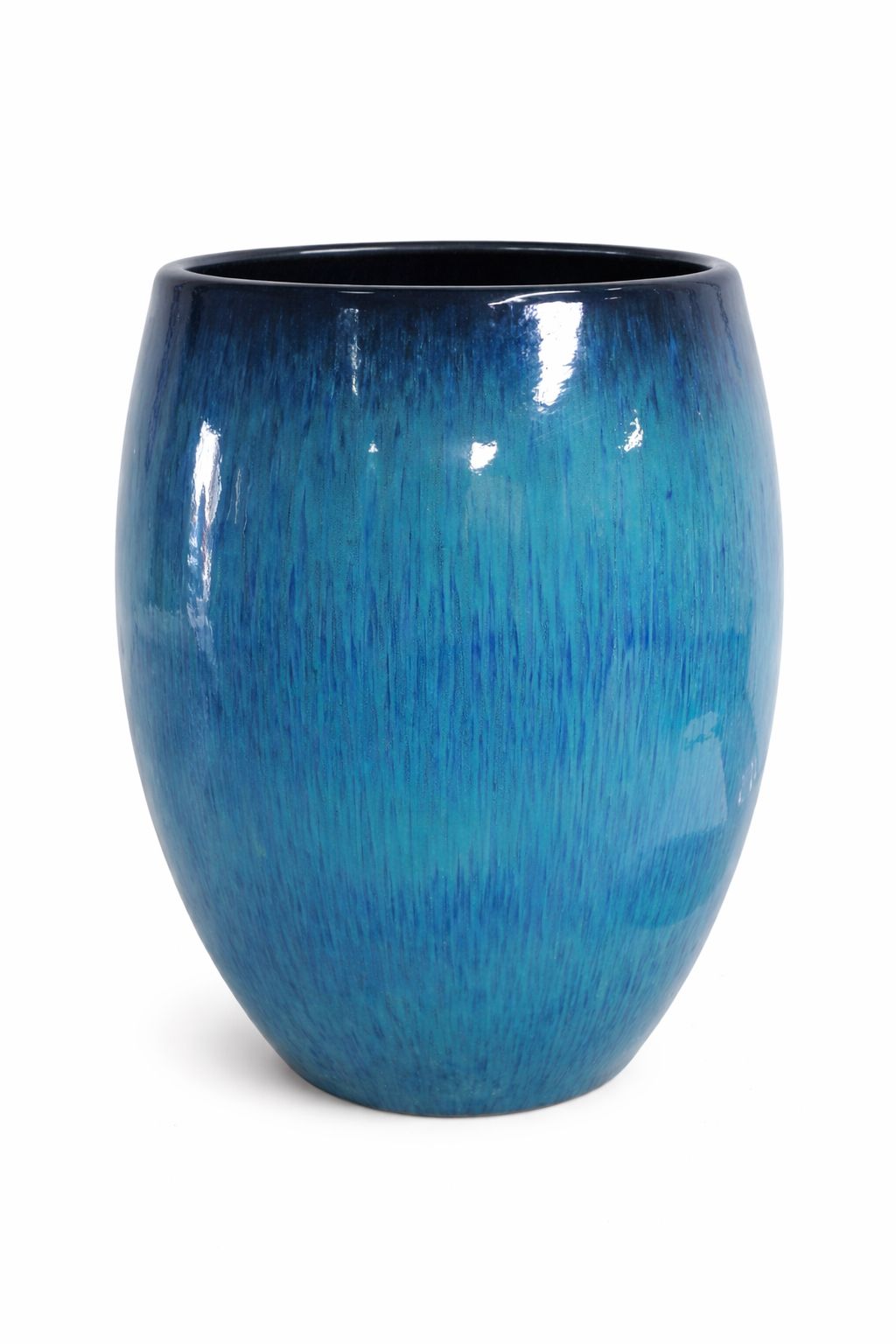 Vaso oval azul esmaltado com pintura automotiva