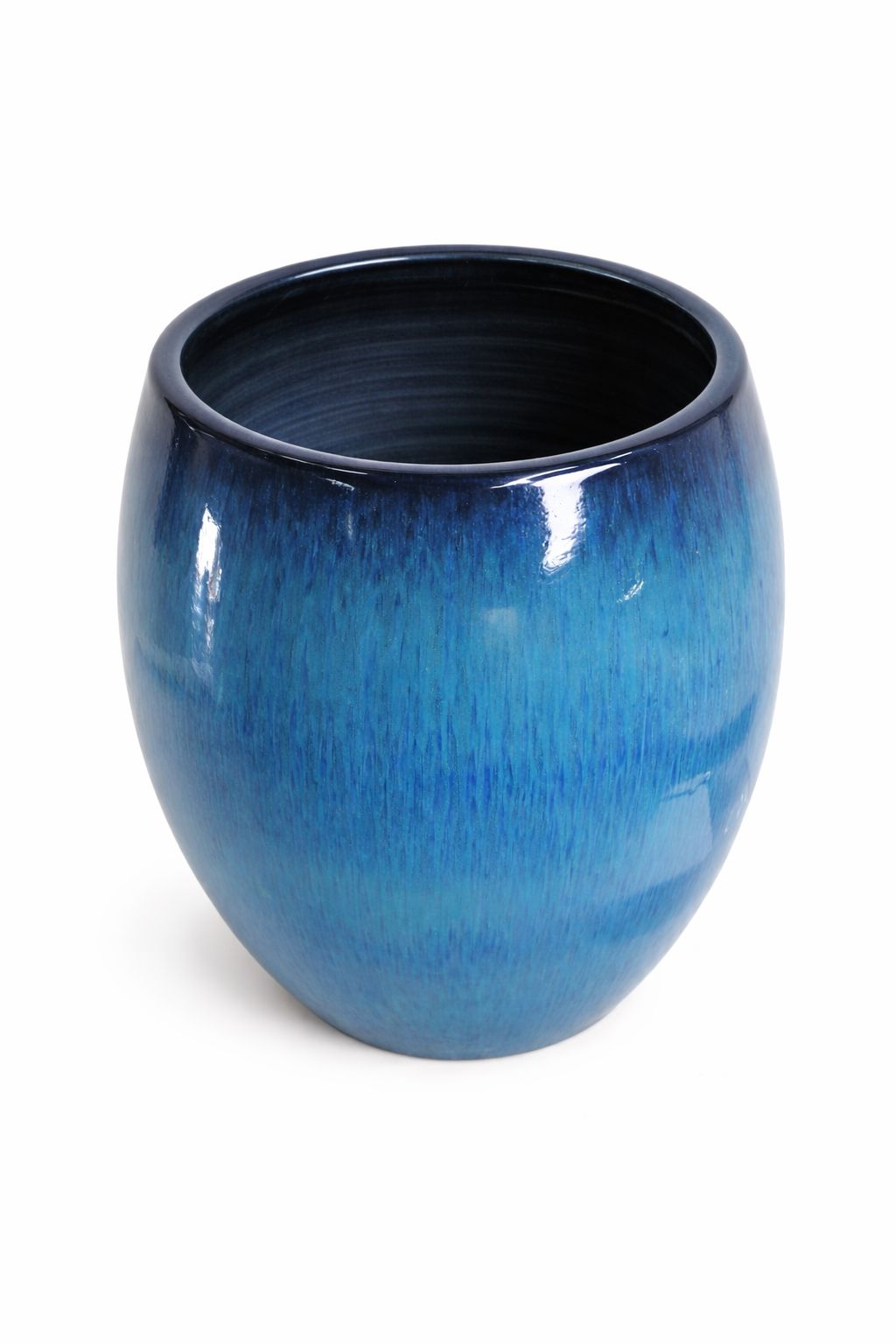 Vaso oval azul esmaltado com pintura automotiva
