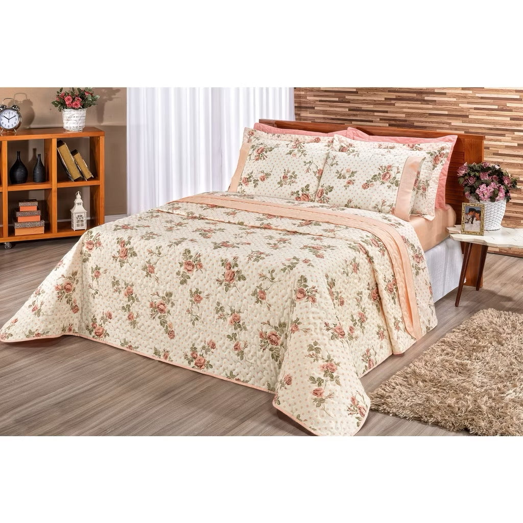 Cobre leito requinte floral - Queen