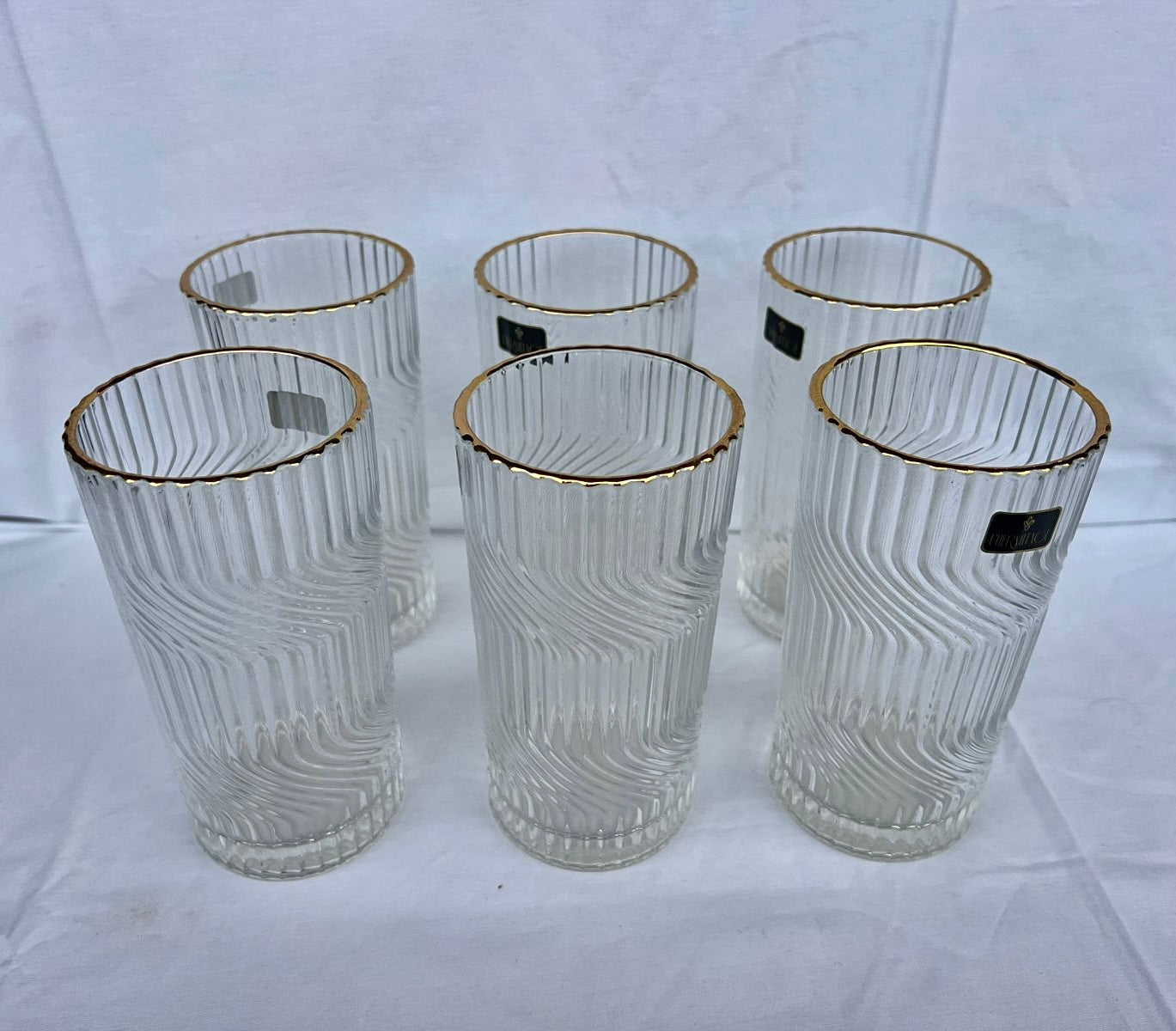 Jogo 6 Copos Duna Borda Dourada 370ML