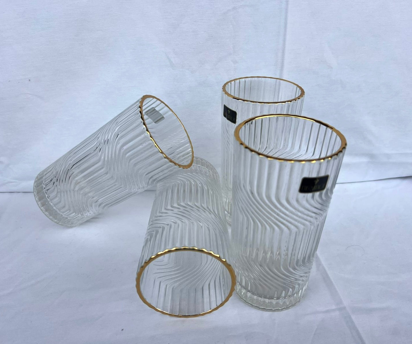 Jogo 6 Copos Duna Borda Dourada 370ML